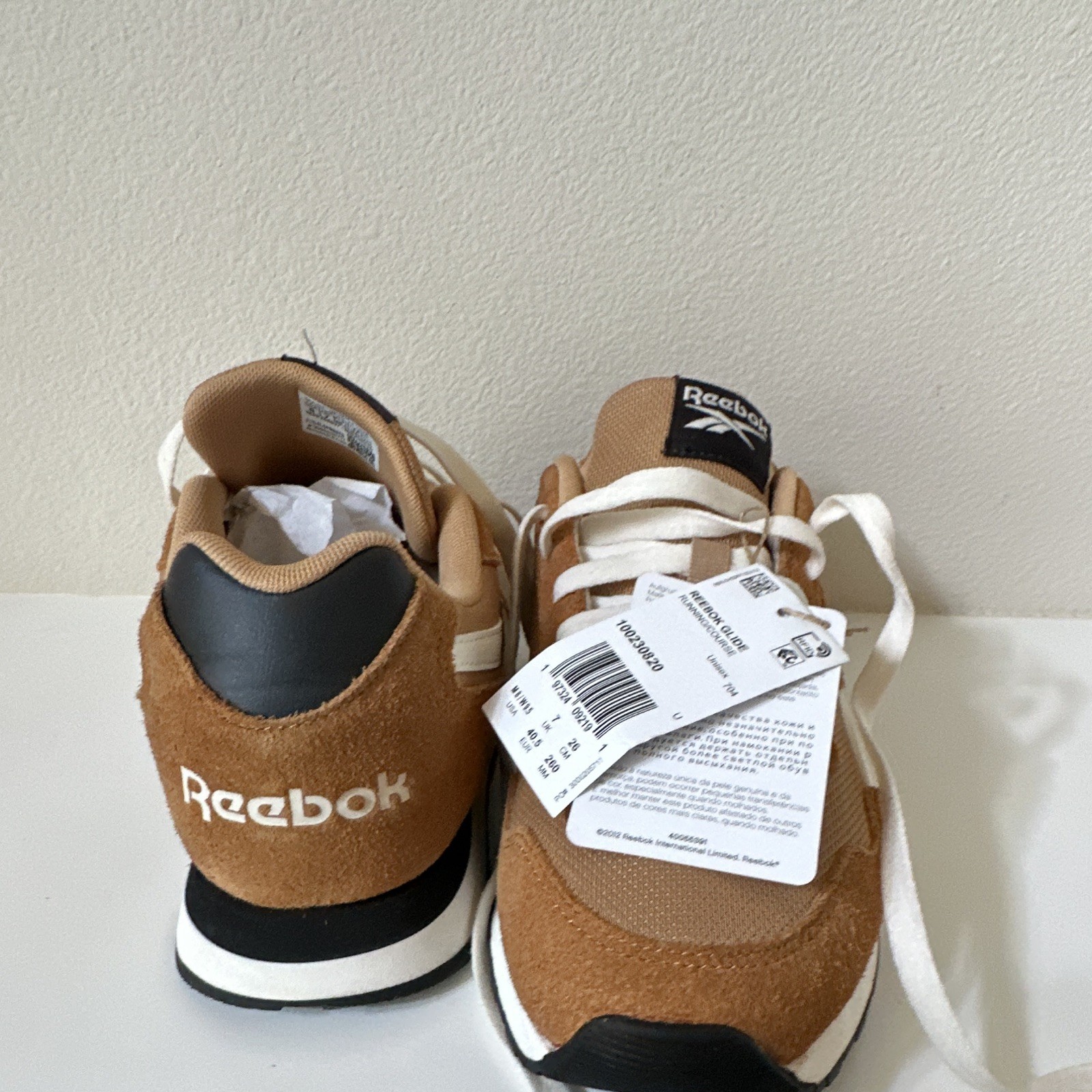 Reebok Glide Low Top Lace-Up Athletic Sneaker Brown/White/Black Rubber Sole