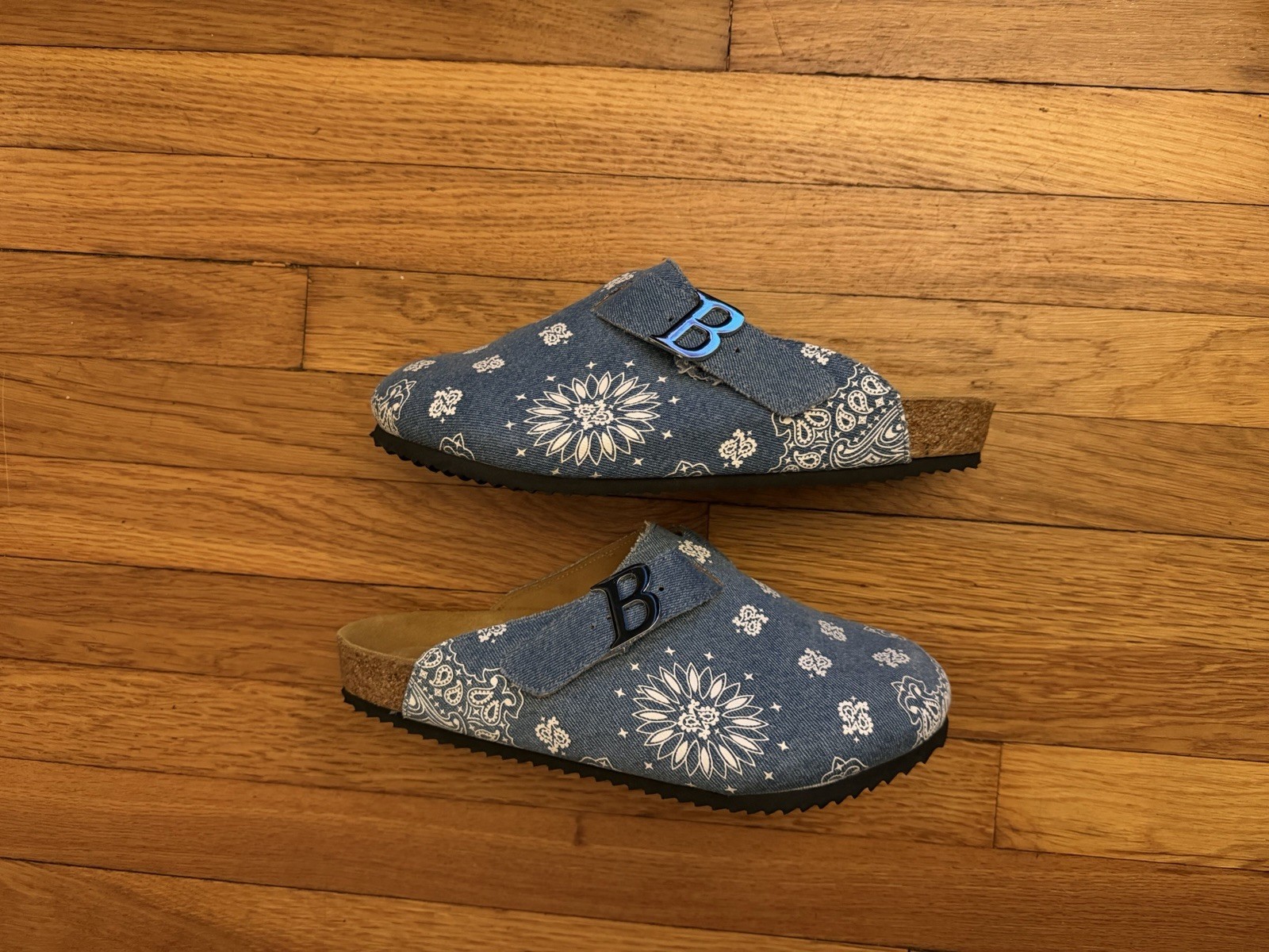 Bravest Studios Blue/White Paisley Bandana Clog Sandals Men 12