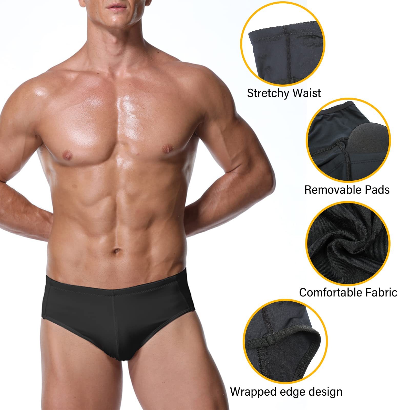 Mens Underwear Padded Boxers Briefs Butt Lifter Hip Enhancer Shorts Shaper Pants