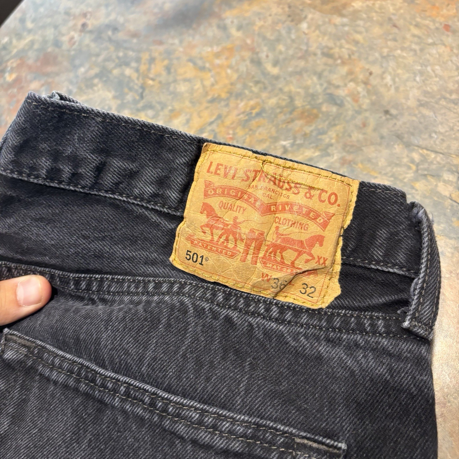 Levi’s 501 Straight Leg Black Denim Men’s Size 36×32 Streetwear Classic USA
