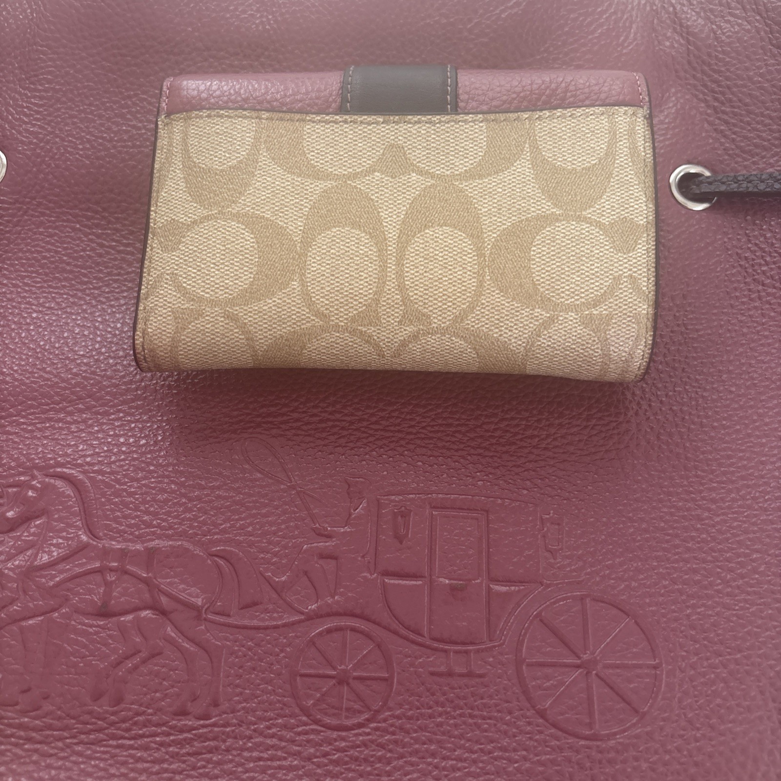 Coach Leather Tote Andy Horse And Carriage Light Raspberry With Matching Wallet