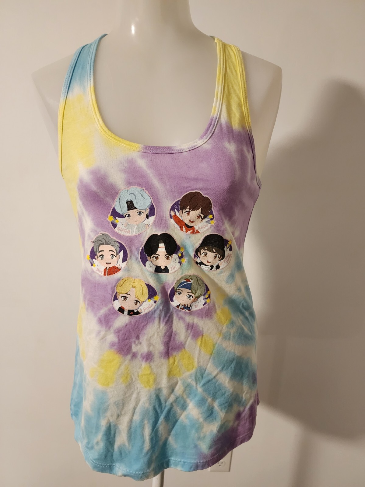 BRAND NEW Womens TinyTAN inpired by BTS Kpop Tye Dye Graphic Tank Top Sz L