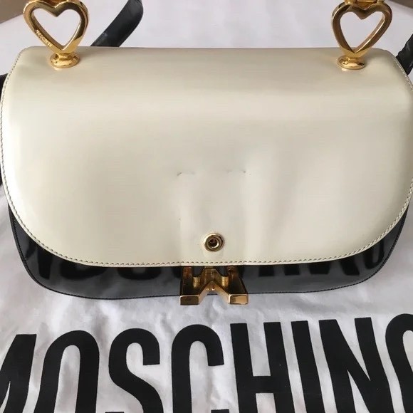 MOSCHINO Redwall Tricolor Polished Leather Bag Made in Italy