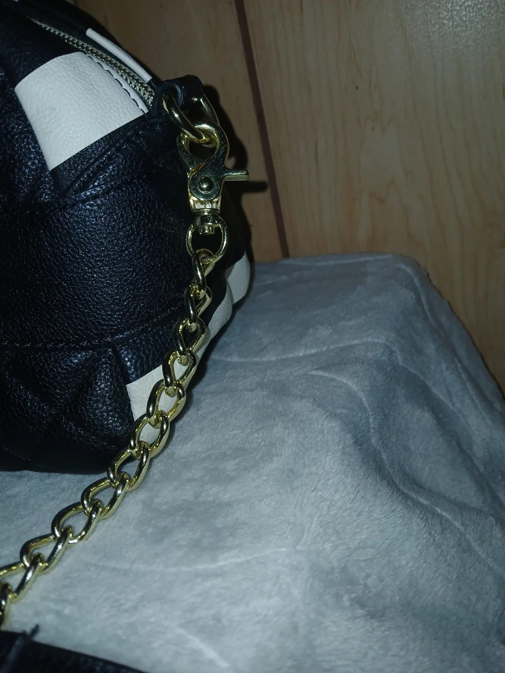 Betsey Johnson Black Quilted Heart Crossbody with Striped Accents, Whimsy, bow