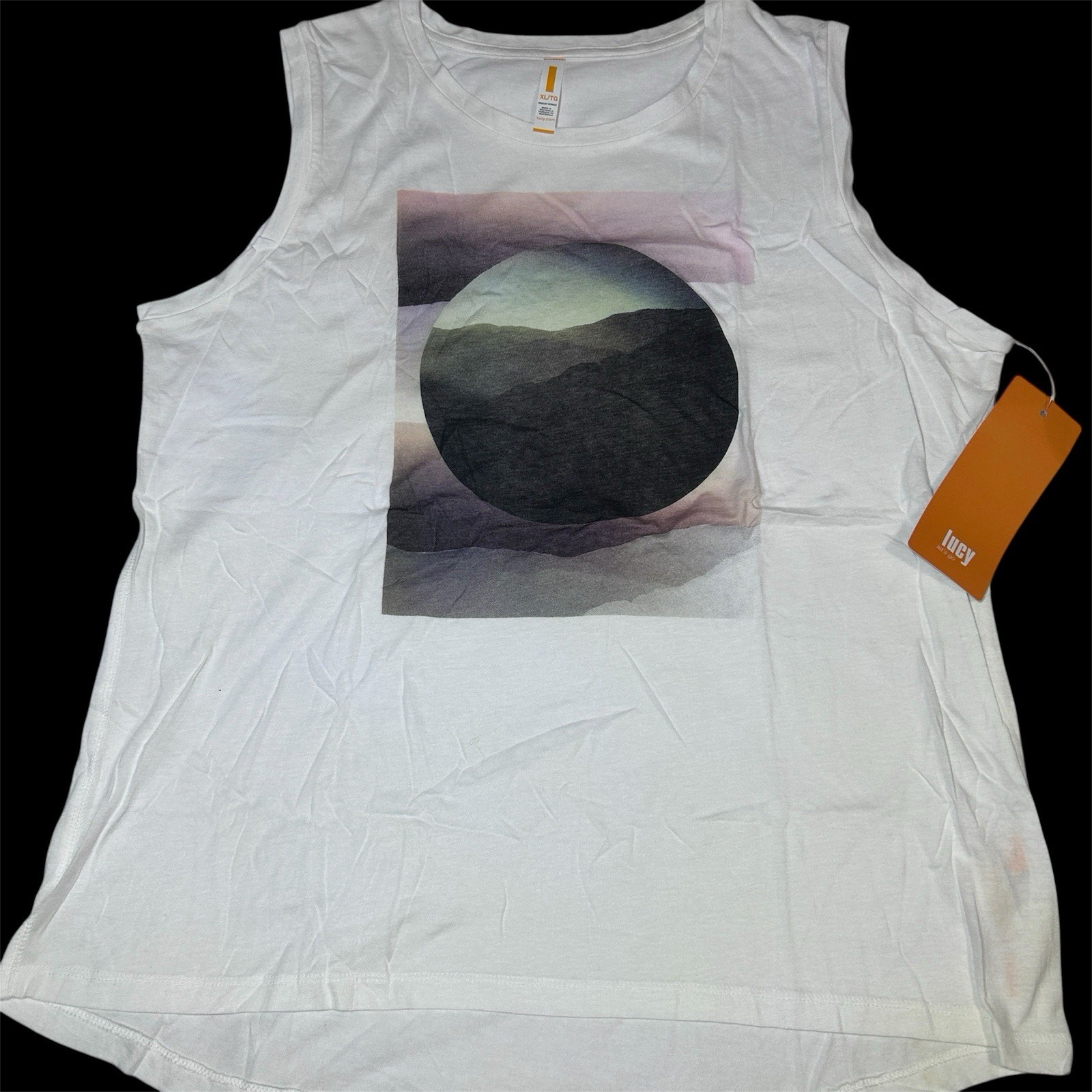 Lucy Women’s Graphic Circular Scenic Mountain Tank Top Size XL NEW!