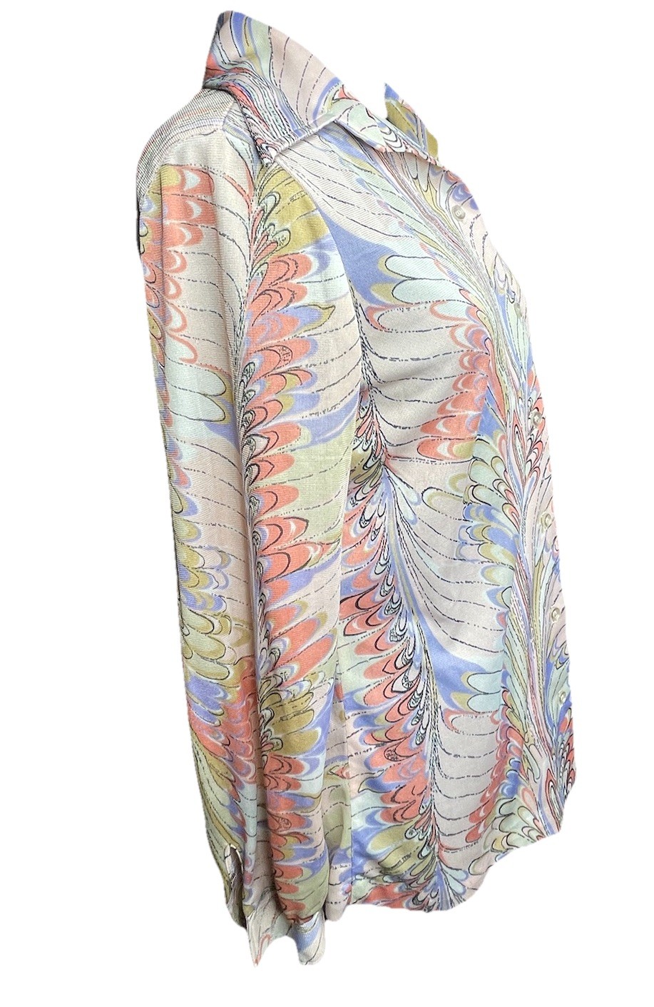 Vintage 70s Bradley Abstract Print Button Up Blouse Women’s Small Psychedelic