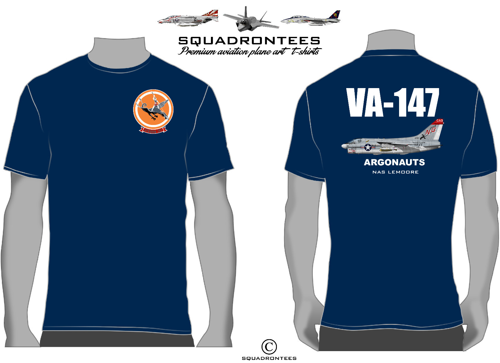 VA-147 Argonauts A-7 Squadron T-Shirt, USN Licensed Product