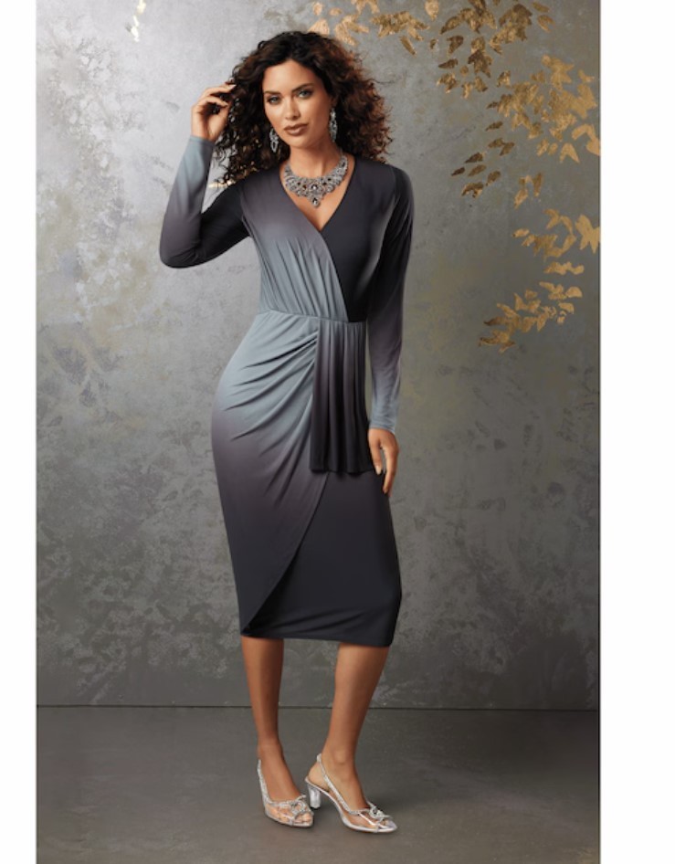 Size L Midnight Velvet Green Black Summer Church Wedding Minerva Ombre Dress
