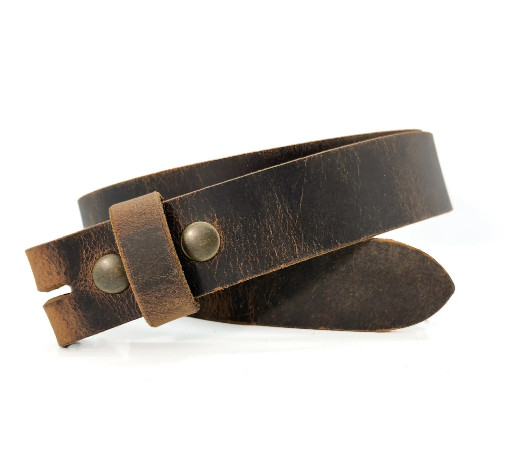 Mens Full Grain Leather Belt, 1.5 Inches Wide, Crazy Horse Finish, Made in USA