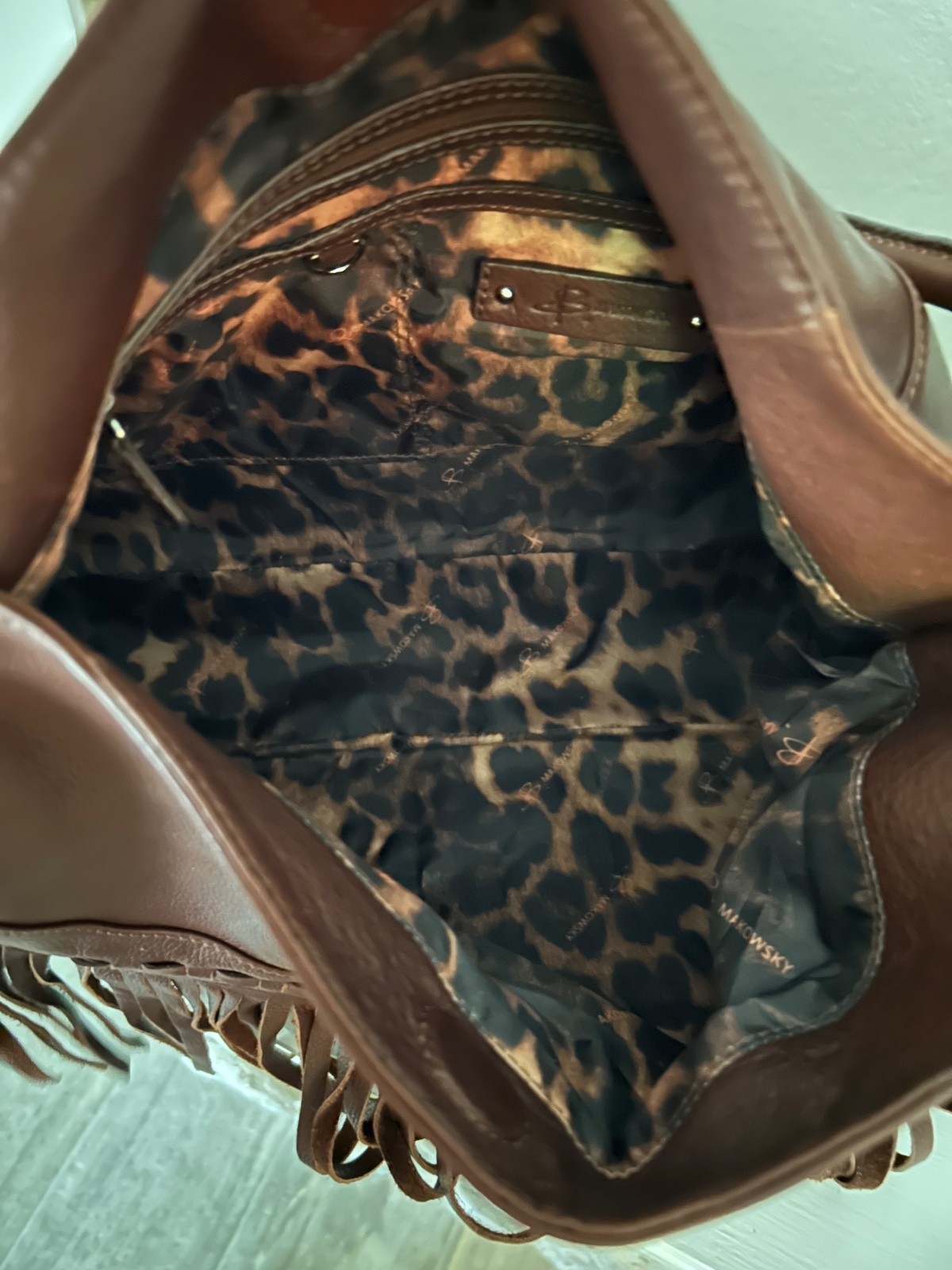 NEW B. MAKOWSKY ANDALUSIA FRINGE LEATHER BROWN HANDBAG