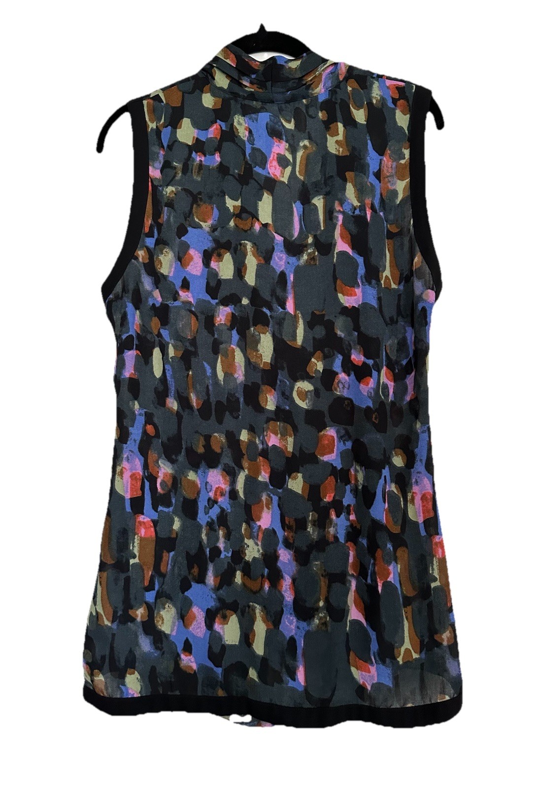 CAbi Blouse Womens Black Multicolor Abstract V-Neck Pullover Sleeveless L