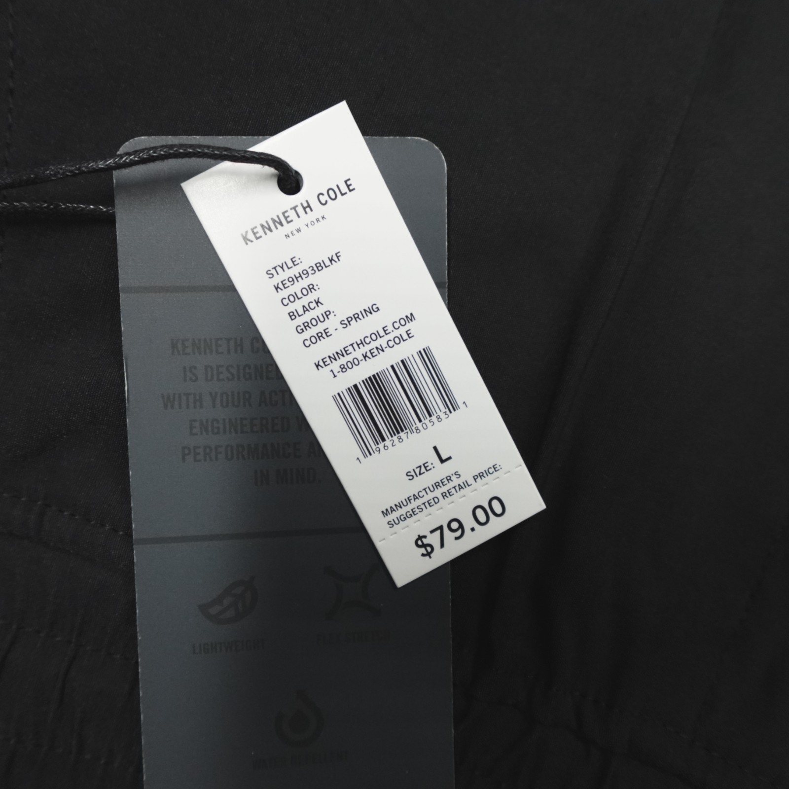 Kenneth Cole Performance Tech Jogger Cargo Tapered Woven Nylon Stretch Black