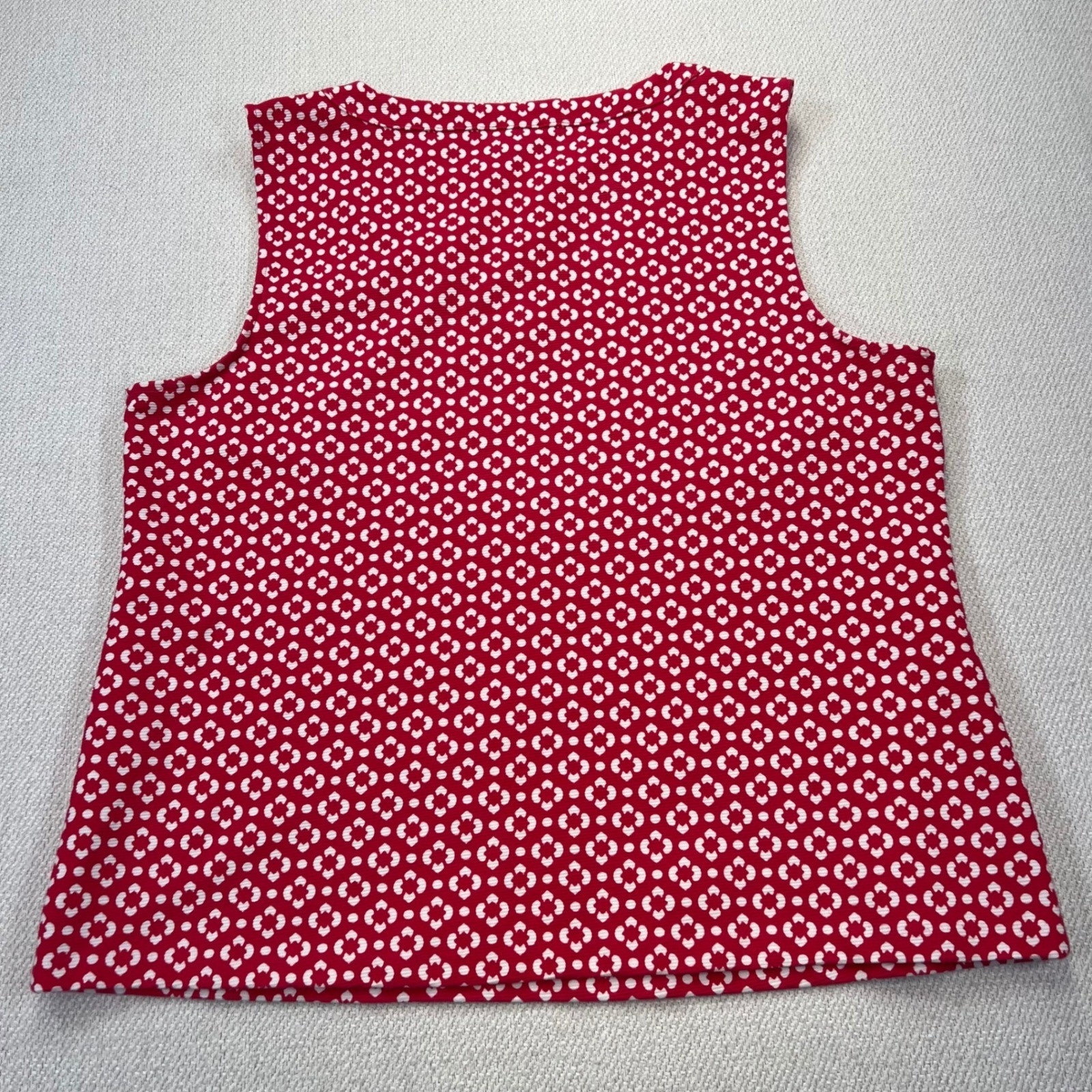 Talbots Sleeveless Split Neck Top Ottoman Shell Top XL Geometric Textured Flower