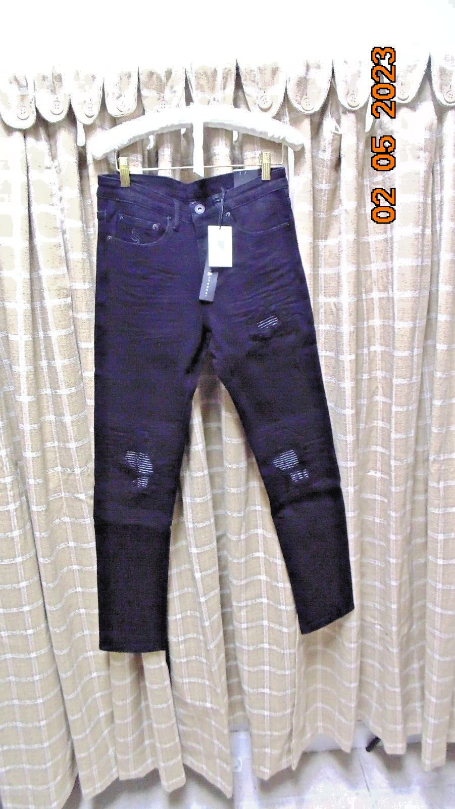 SOLDI SPORCHI BLACK DISTRESSED SKINNY PREMIUM JEANS HIPHOP MEN SIZE 30W X 29″ L