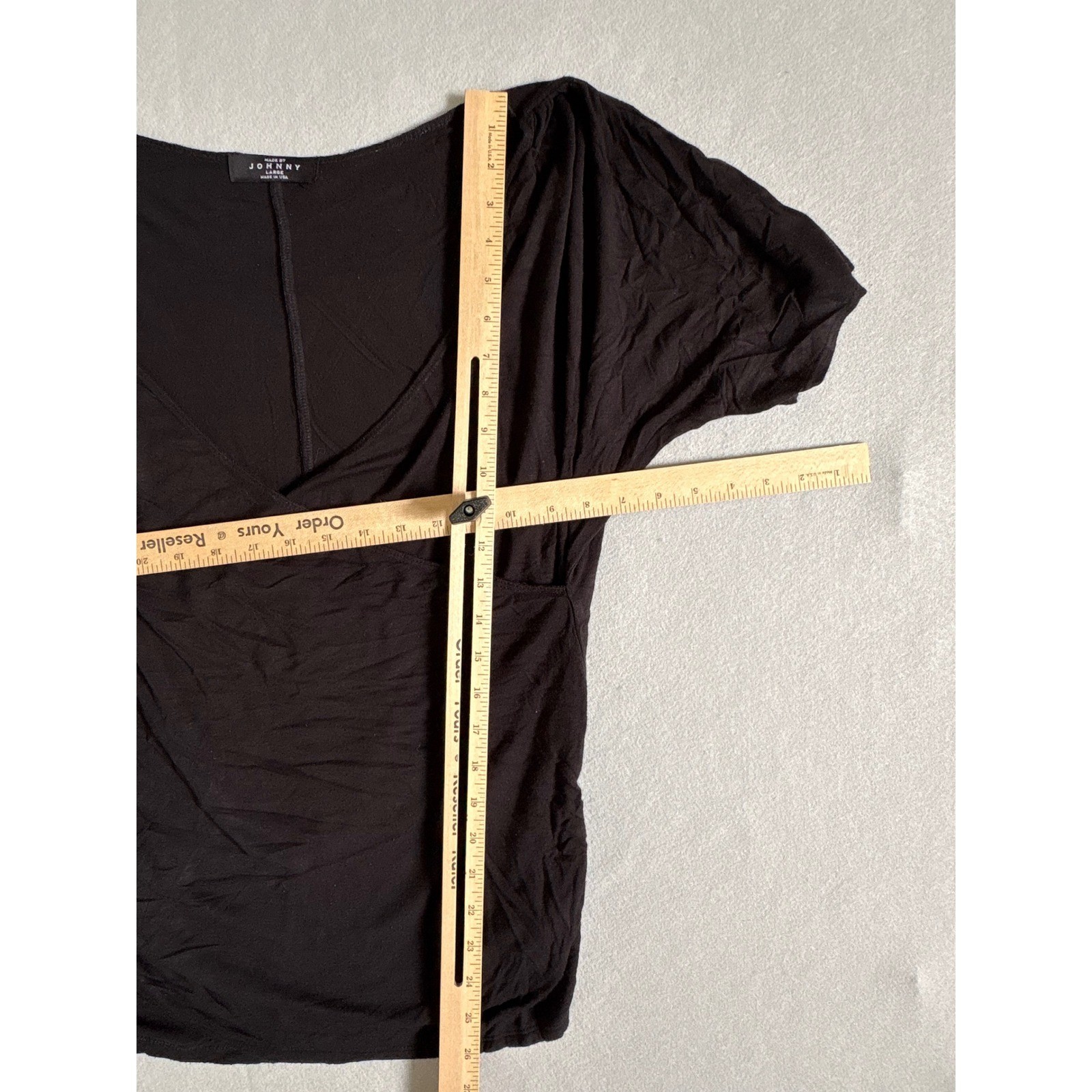 Made by Johnny Womens Black Surplice Neck Ruched Side Dolman Sleeve Top Lrg
