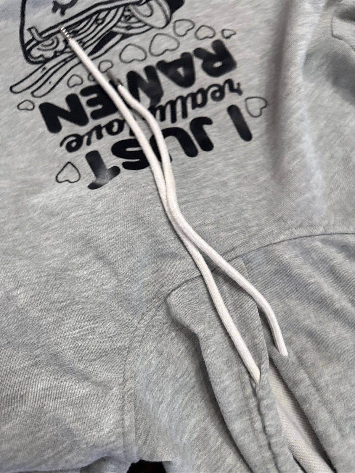 I Just Really Love Ramen Anime sketching Grey pull over hoodie size M Unisex