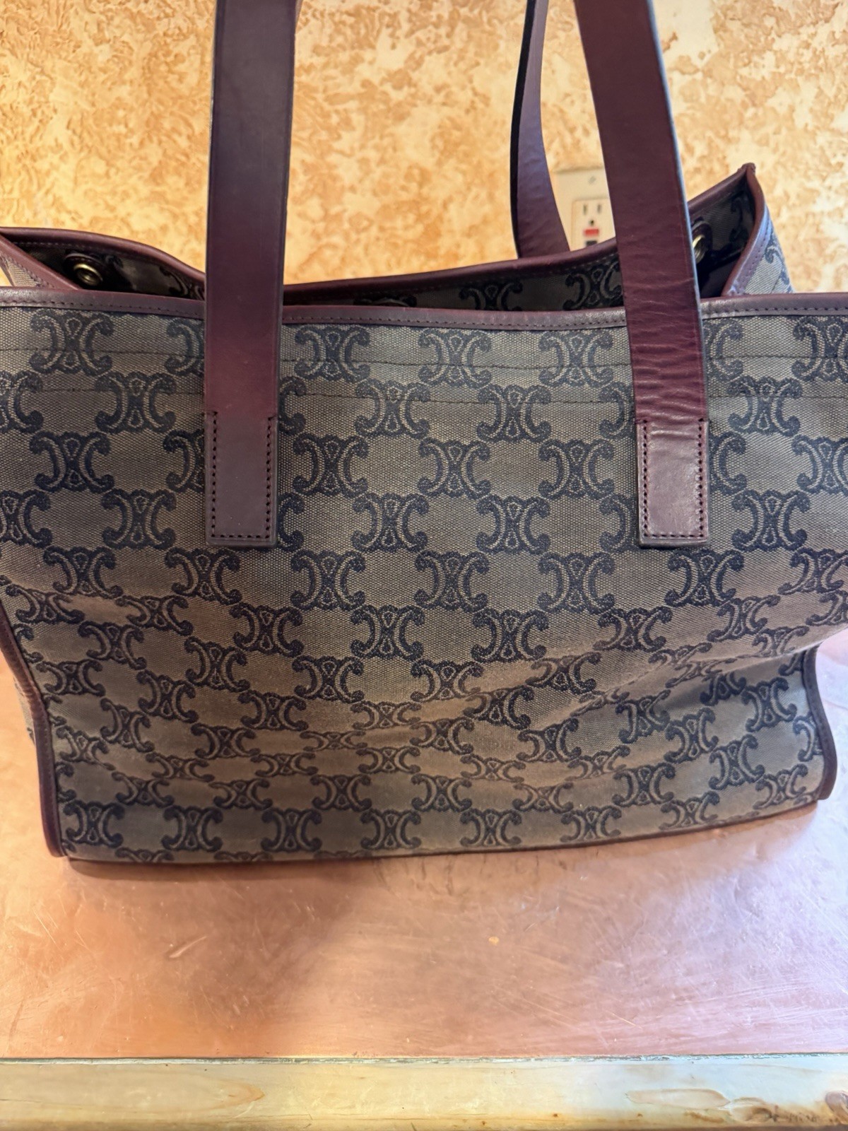 CELINE Triomphe Macadame Large Tote with snap closure. EXTREMELY RARE!