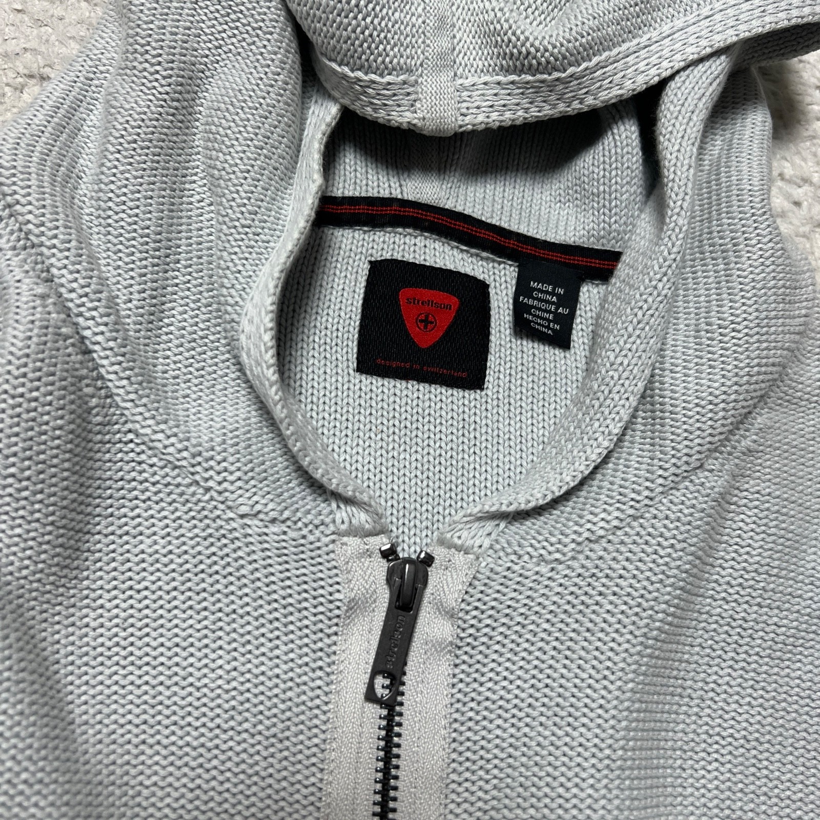Strellson Jacket Men Extra Large Gray Knit Full Zip Sweater Hoodie Casual