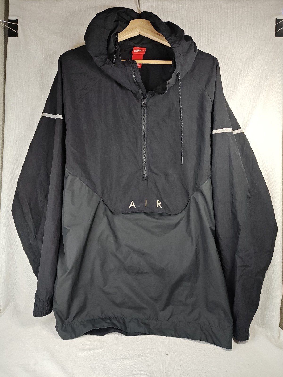 Nike Air Max 97 Anorak Jacket Men’s XXL Black Hooded 1/2 Zip Lightweight Pullove
