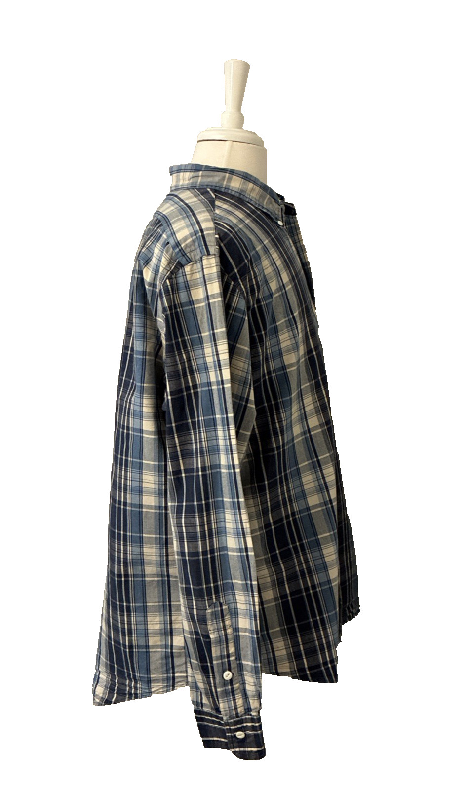Ralph Lauren Custom Fit Blue White Plaid Long Sleeve Button Pony Shirt XXL