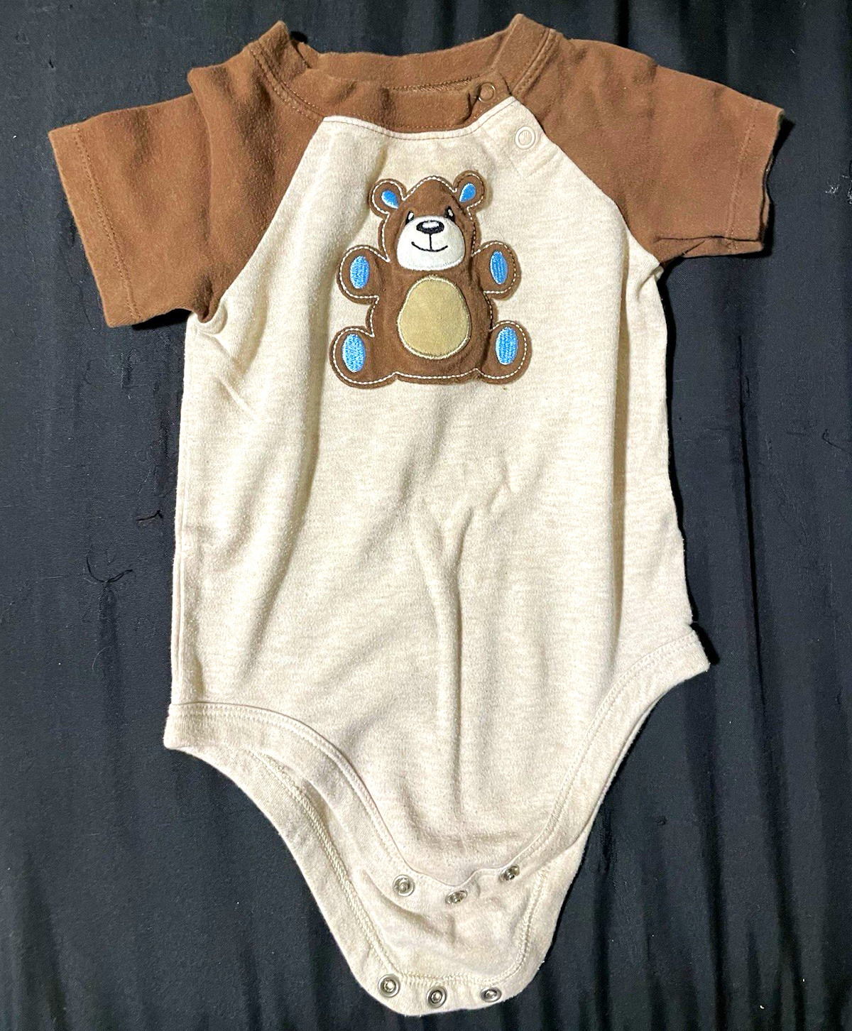 Garanimals Bear Applique Short Sleeve Bodysuit One-Piece 6-9M Beige Brown
