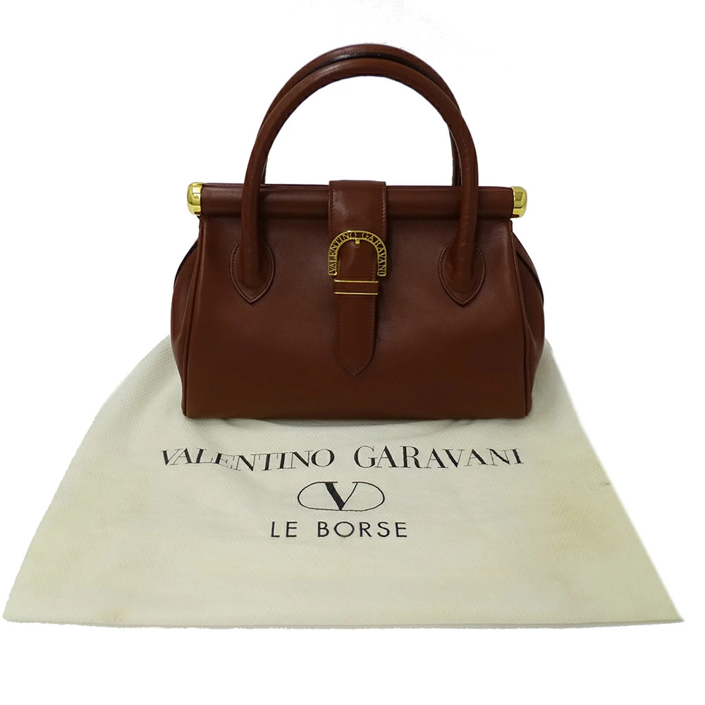 Valentino Garavani Leather Brown Simple Elegant Handbag Women’s #BBB490