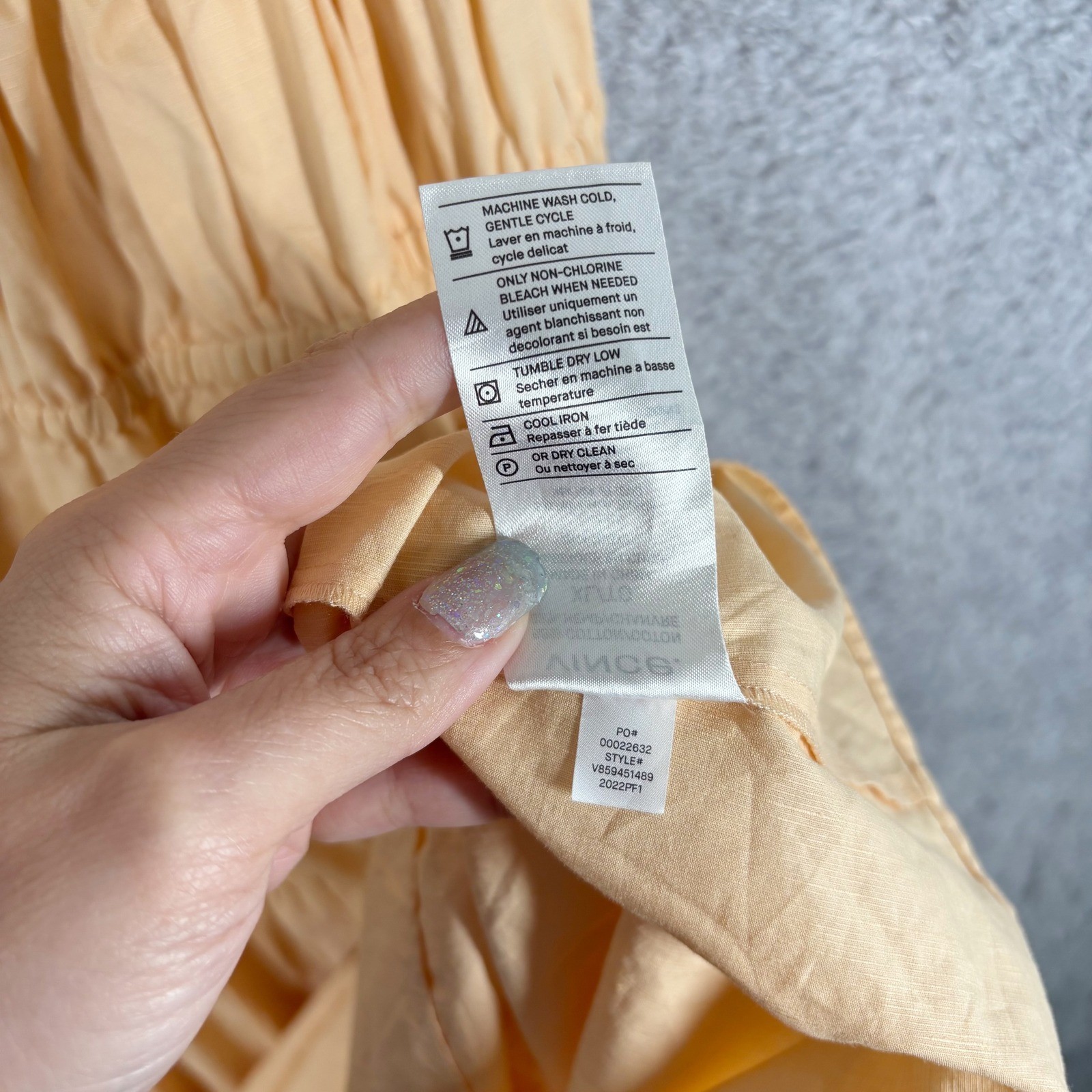 Vince Tie Back Camisole Midi Dress Peach Cotton Hemp Tiered XL Smocked Open Back