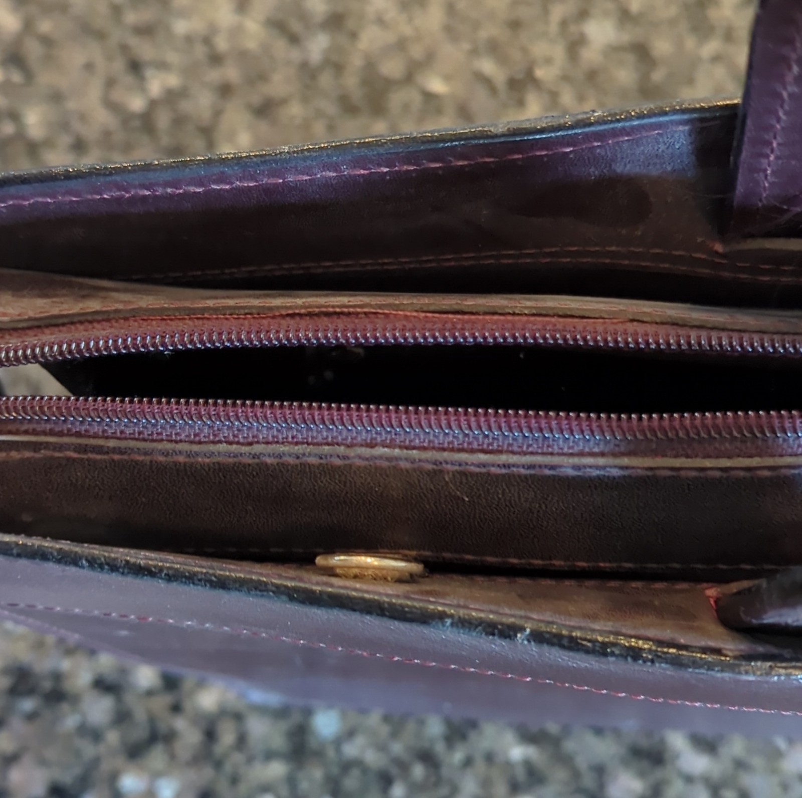 Brown Men’s Briefcase Zip Push Lock Top Handle Detachable Strap