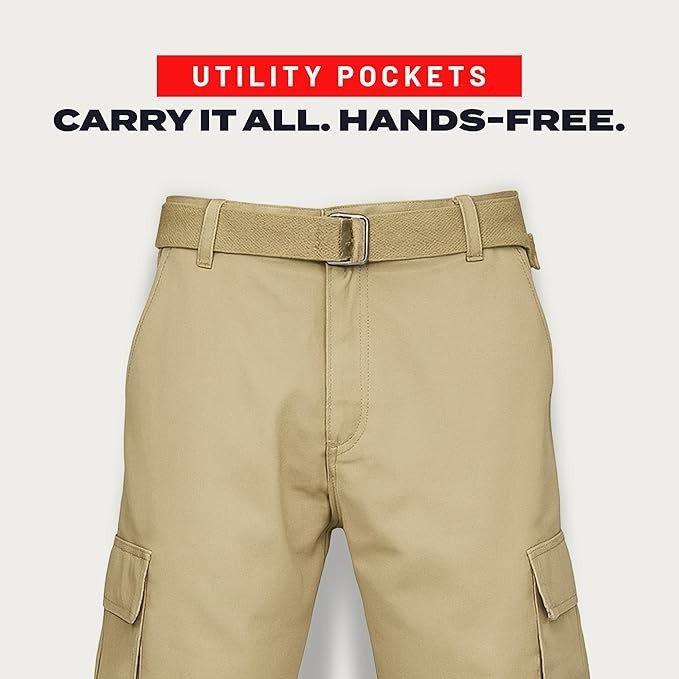 Men’s Cargo Shorts 100% Twill Cotton Solid Color Sizes from 32 to 44