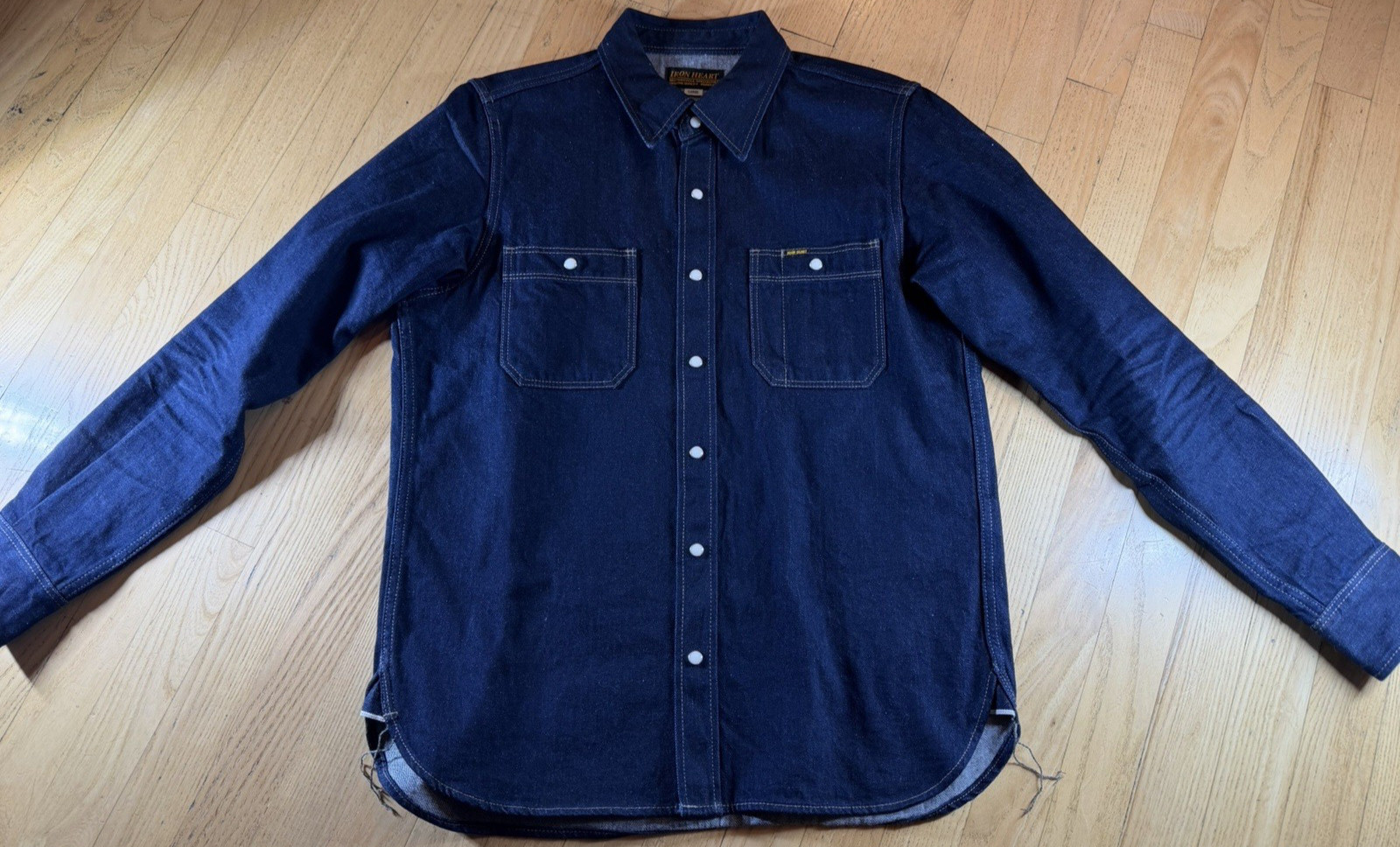 Iron Heart IHSH-326 12oz Denim Snap Work Shirt – Indigo – Large
