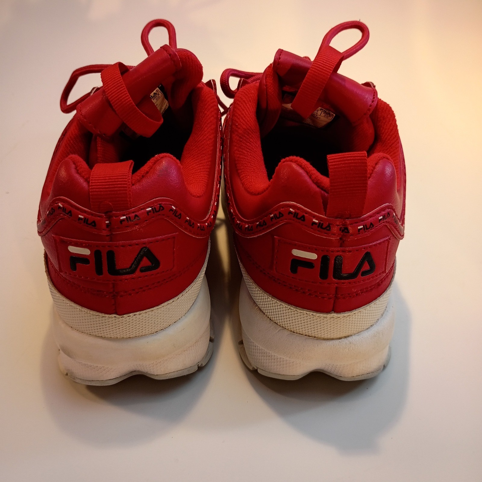 Fila Disruptor 2 Premium Repeat Red White Chunky Sneakers 5FM00079-616 Womens 8