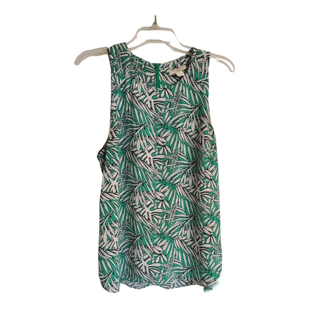 St. Tropez West Green And White Palm Blouse