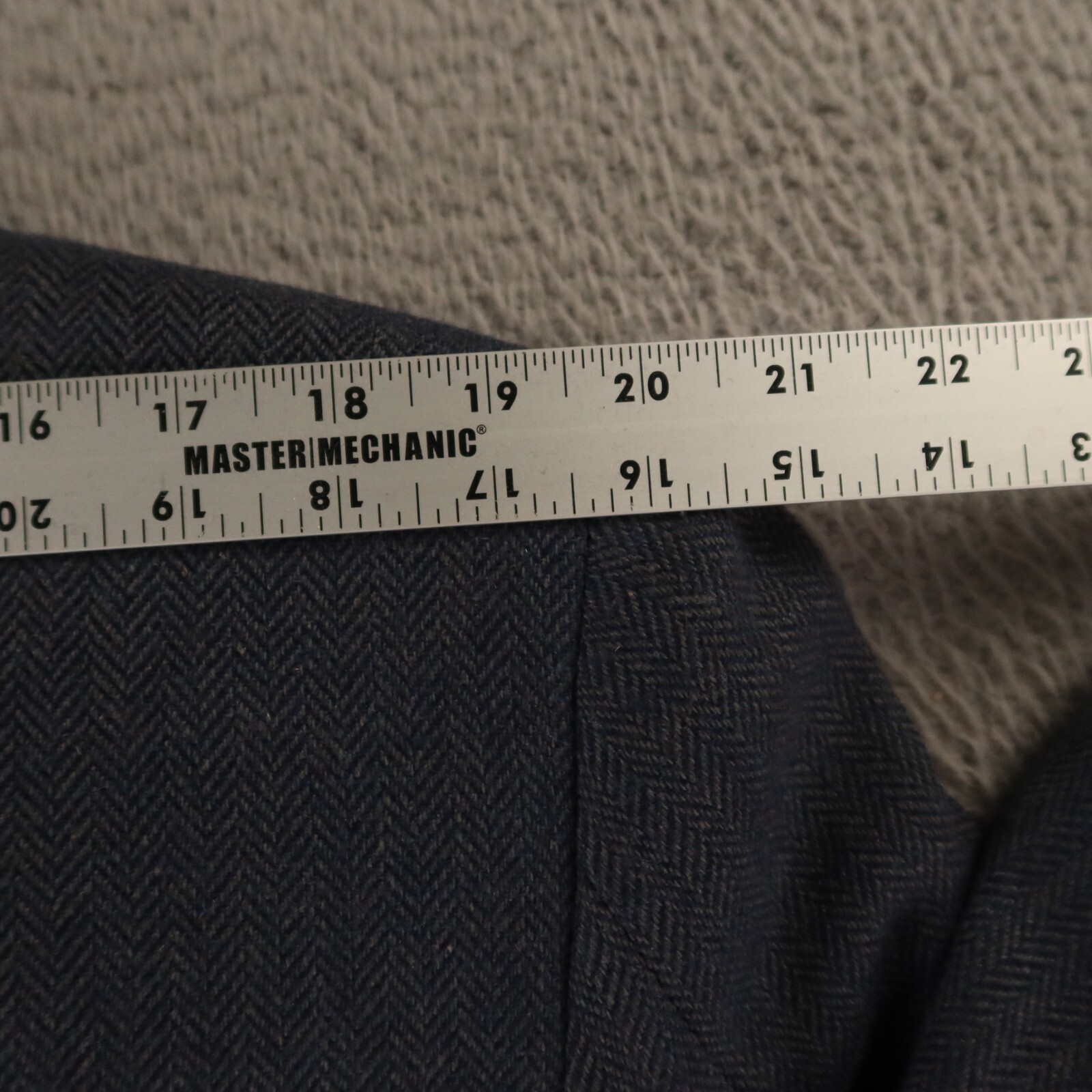 VTG Tweed Jacket XL Blue Marled Herringbone Polyester Wool Silk 42S