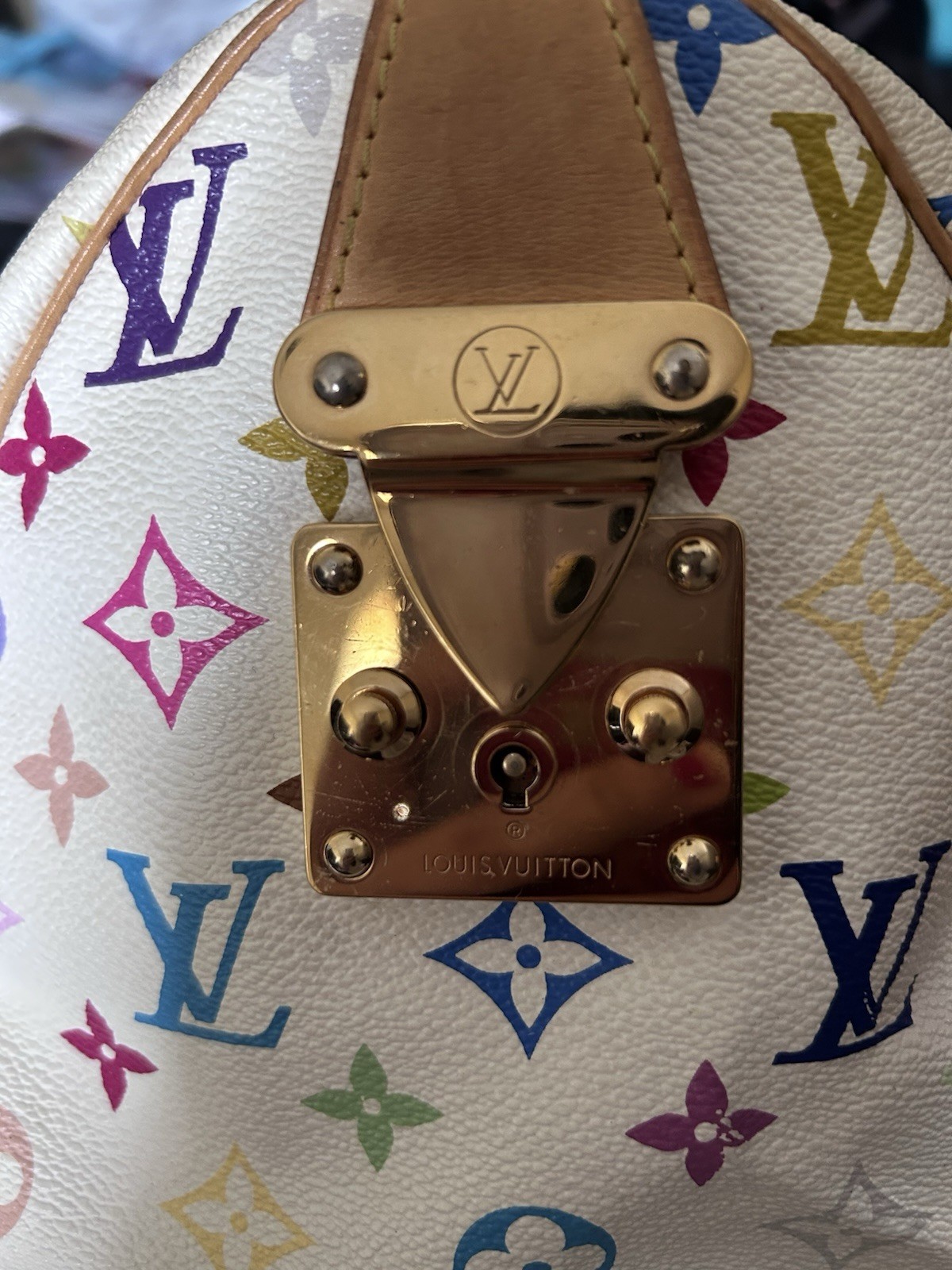 Louis Vuitton Takashi MurakamiWhite Multicolor Speedy 30Handbag Purse Tote