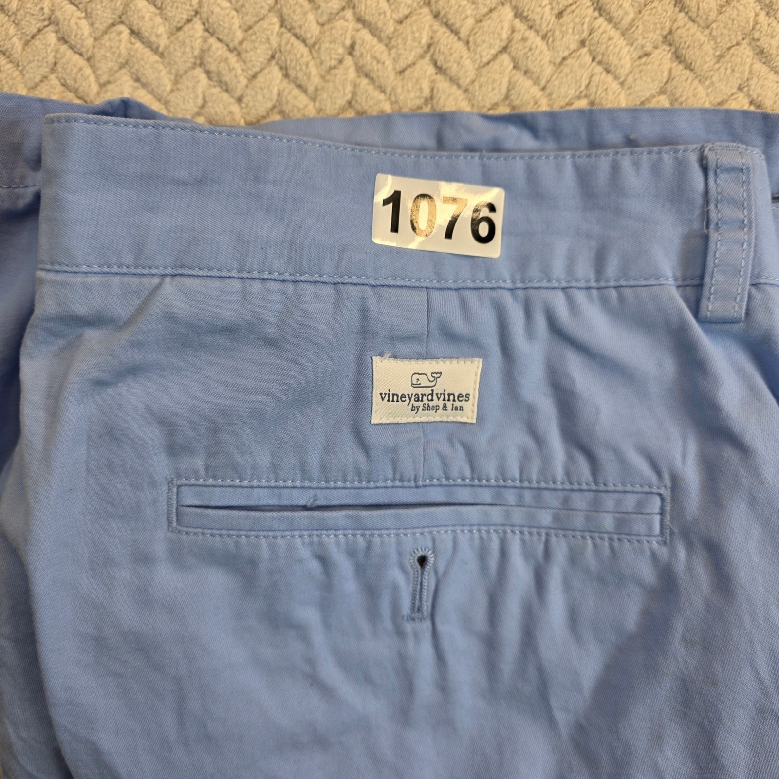 Vineyard Vines Mens 36 Light Blue Cotton Chino Shorts 9 Inch Inseam Classic Fit