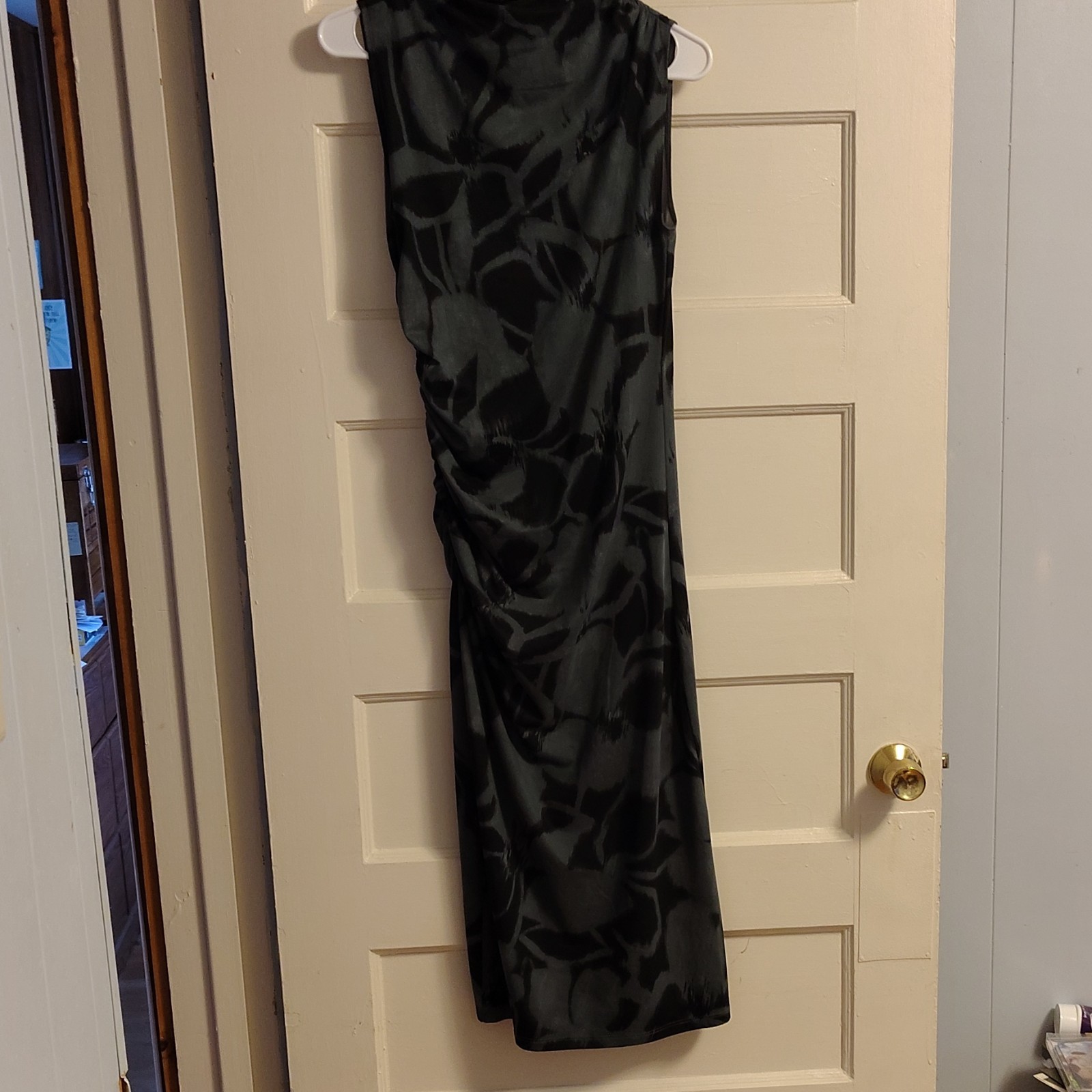 Nina Britton Women’s S Black/Gray Floral Bodycon Round Neck Long Dress