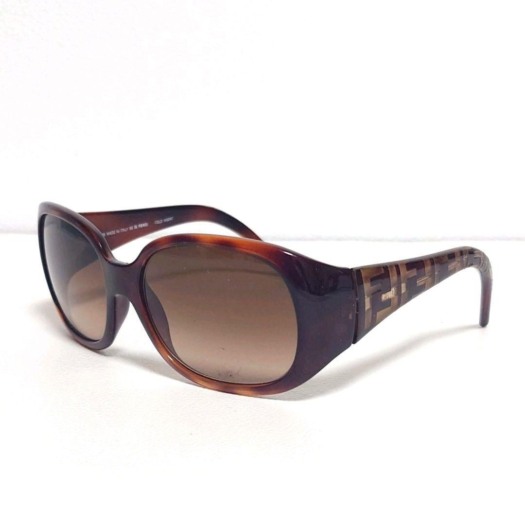 Fendi Round Sunglasses, Zucca Pattern, Brown, Women’s