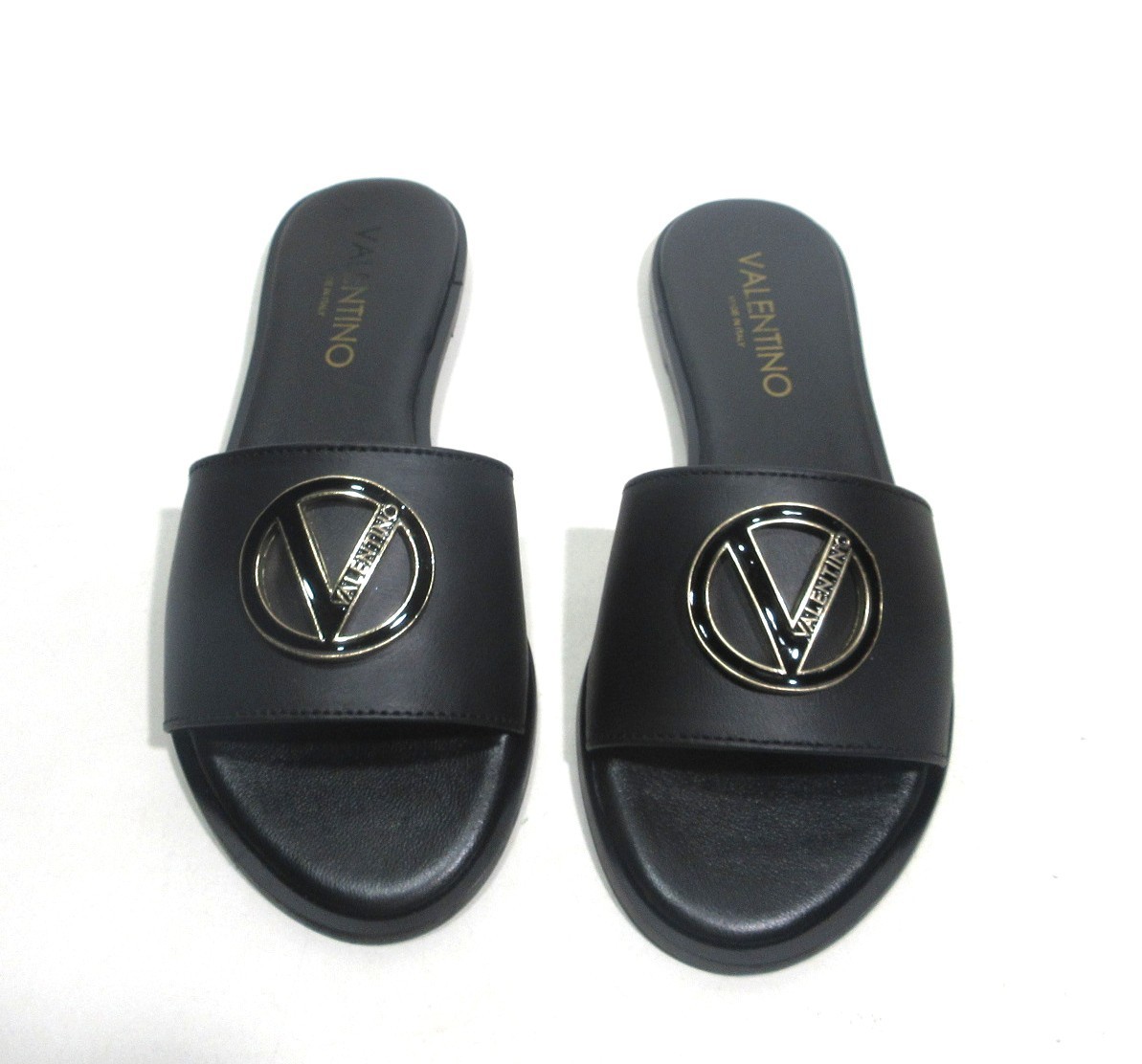 Women’s Designer Valentino by Mario Valentino Black Bugola Slide Sandal size 8