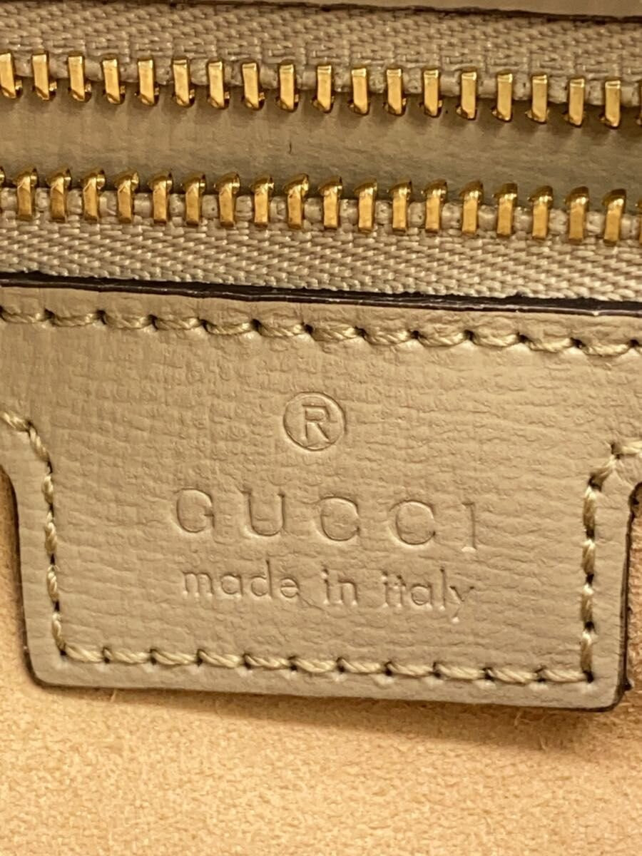 Gucci Horsebit 1955 Leather Shoulder Bag Beige Handbag W 8.86in Authentic 645454