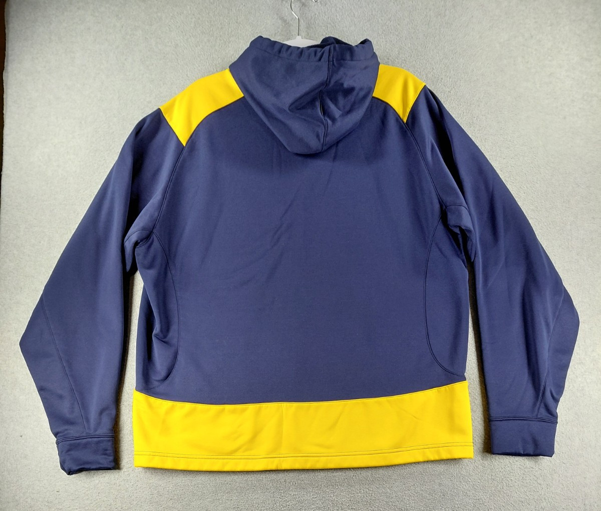 Under Armour Men’s Hoodie Size L Navy Yellow Pullover Sweatshirt Big Logo Hooded
