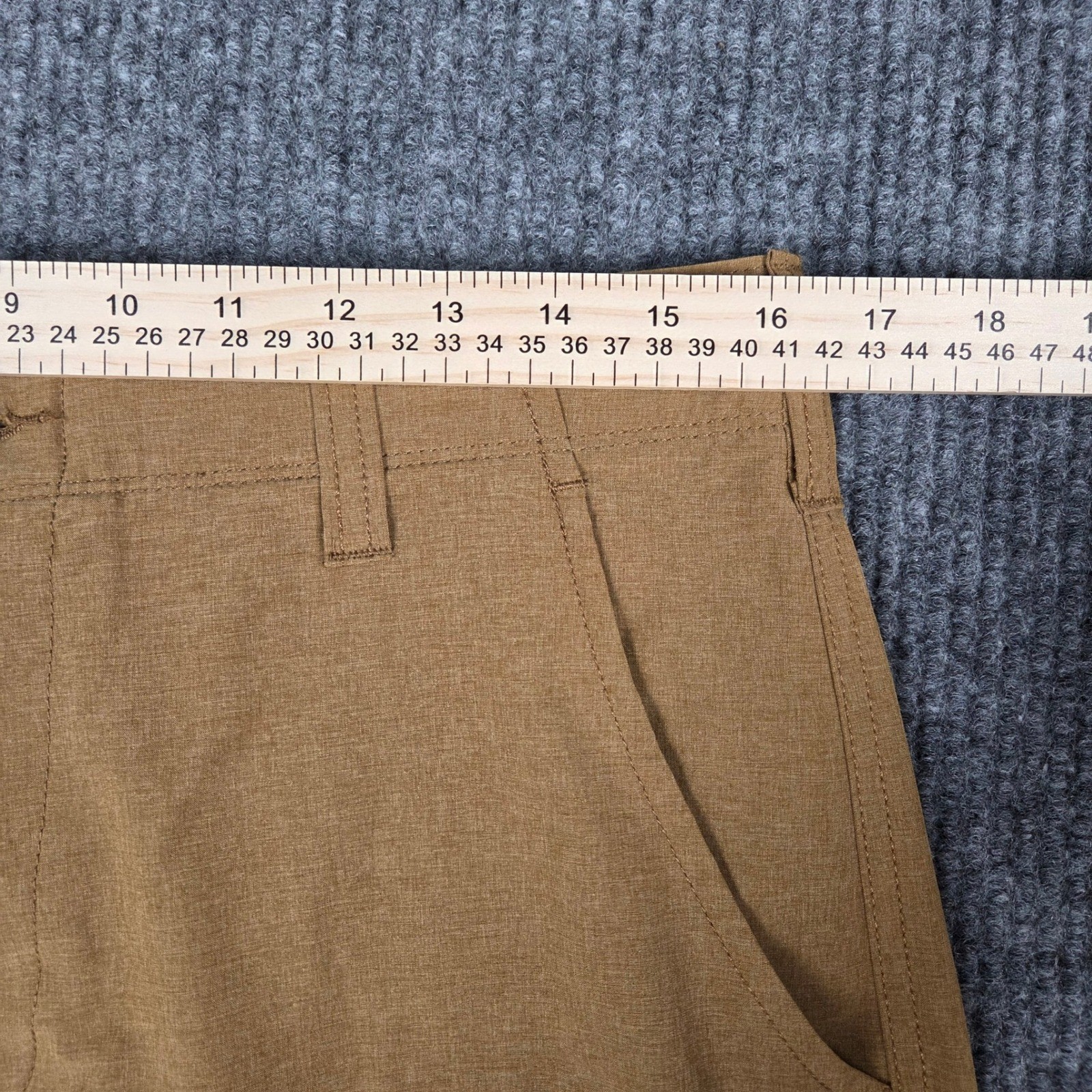 Iron Co Mens Hybrid Cargo Shorts Brown Stretch Quick Dry Hiking Size 32 26843