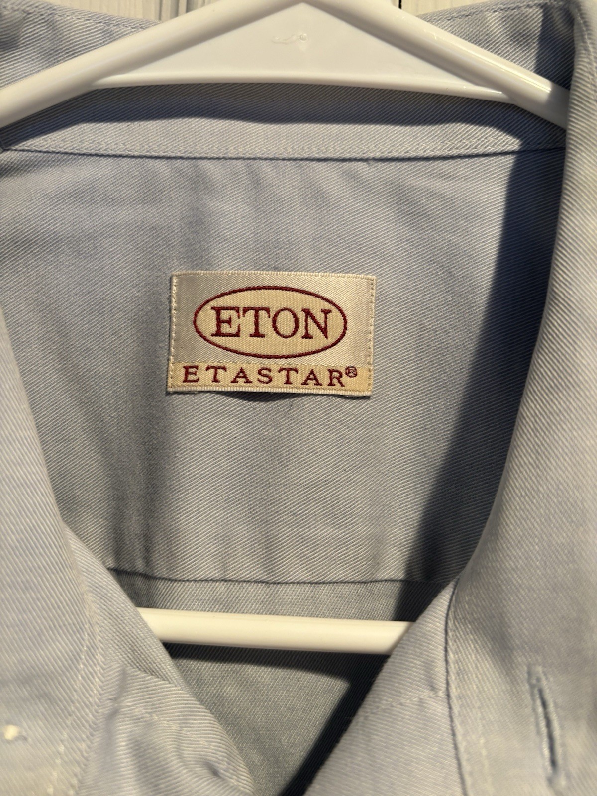 Eton Etastar Blue Cotton Twill Solid Regular Fit Dress Shirt 16 32/33 Pocket