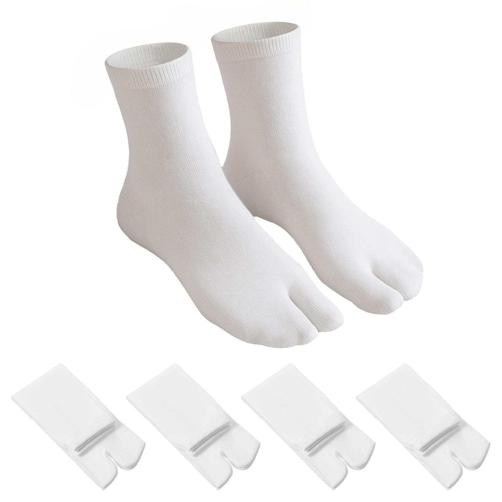 DOPENSPI 4 Pairs Japan Tabi Socks US 5-11 Size for Small Feet, 5-11, White