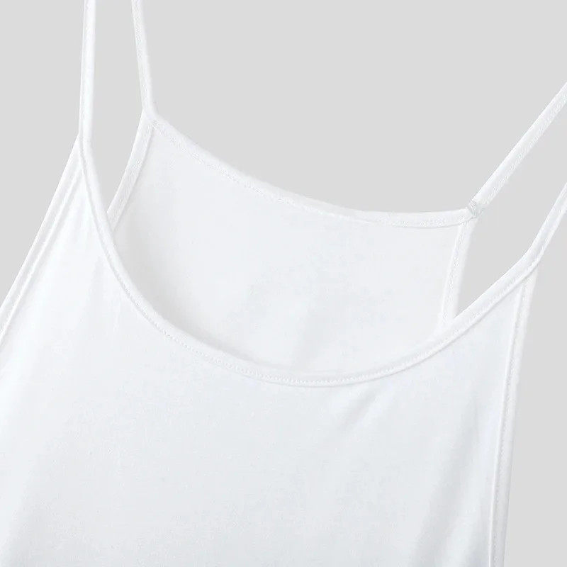 Men Deep U Neck Thin Spaghetti Strap Tank Tops Solid Color Gym Workout Vest Body