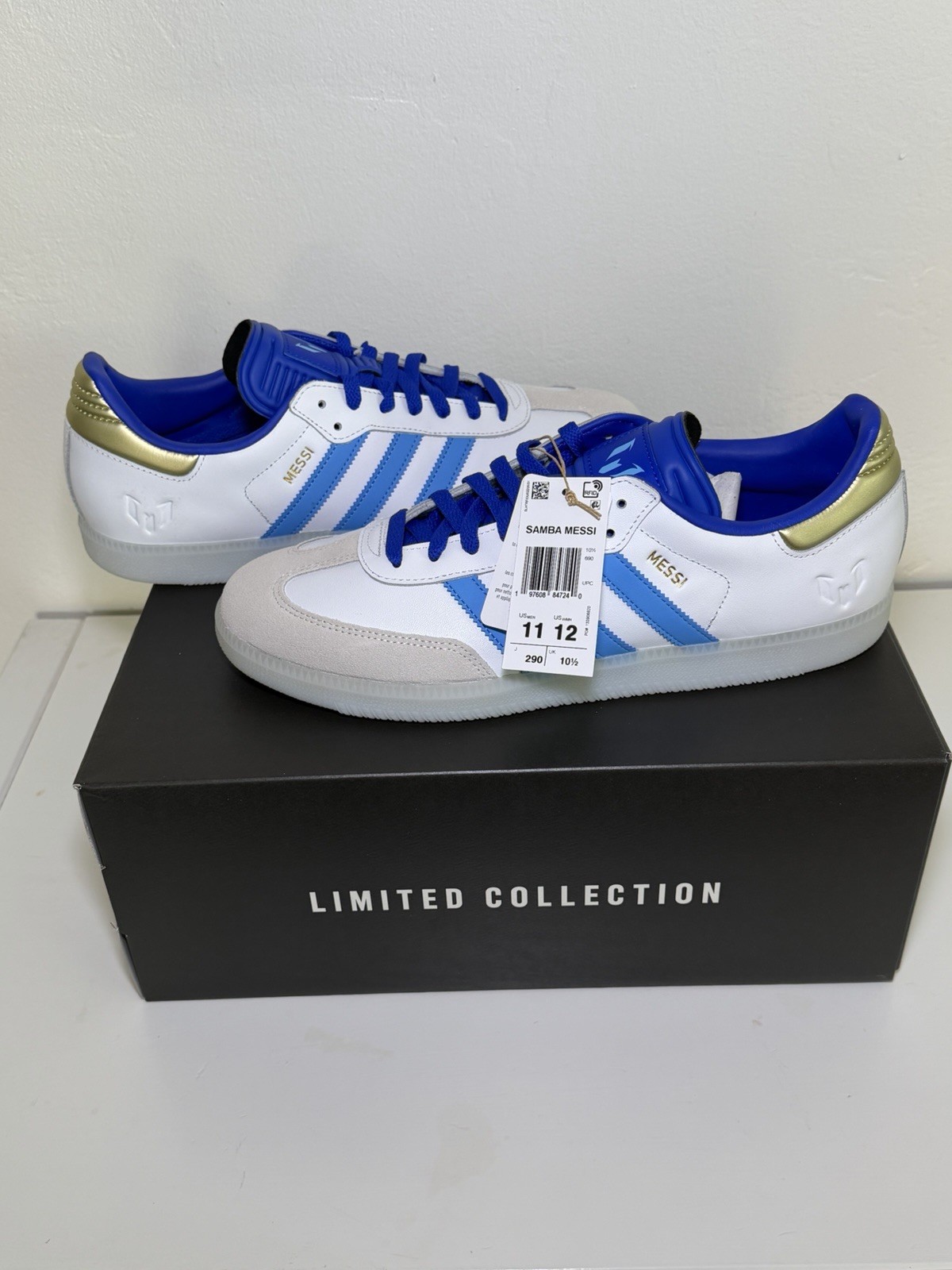 *NEW Messi adidas Samba Sneakers Argentina Shoes GOLD Logo Men Shoes US Size 11