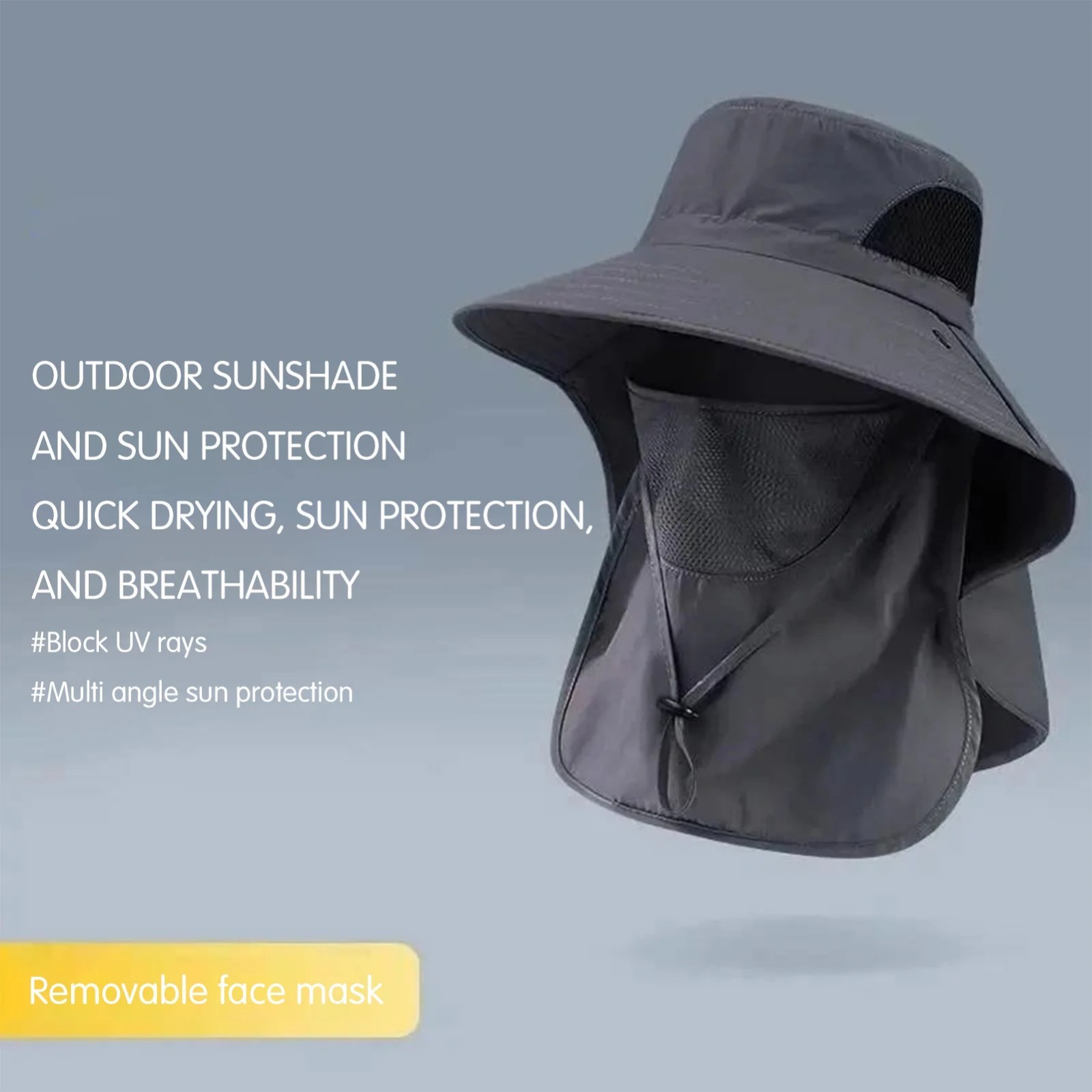 Wide Brim Sun Hat UV Protection Bucket Cap For Hiking Camping Fishing Safari Men