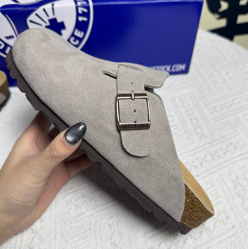 Birkenstock Boston Soft Footbed Suede Leather Gray Women and Men EU 37-45