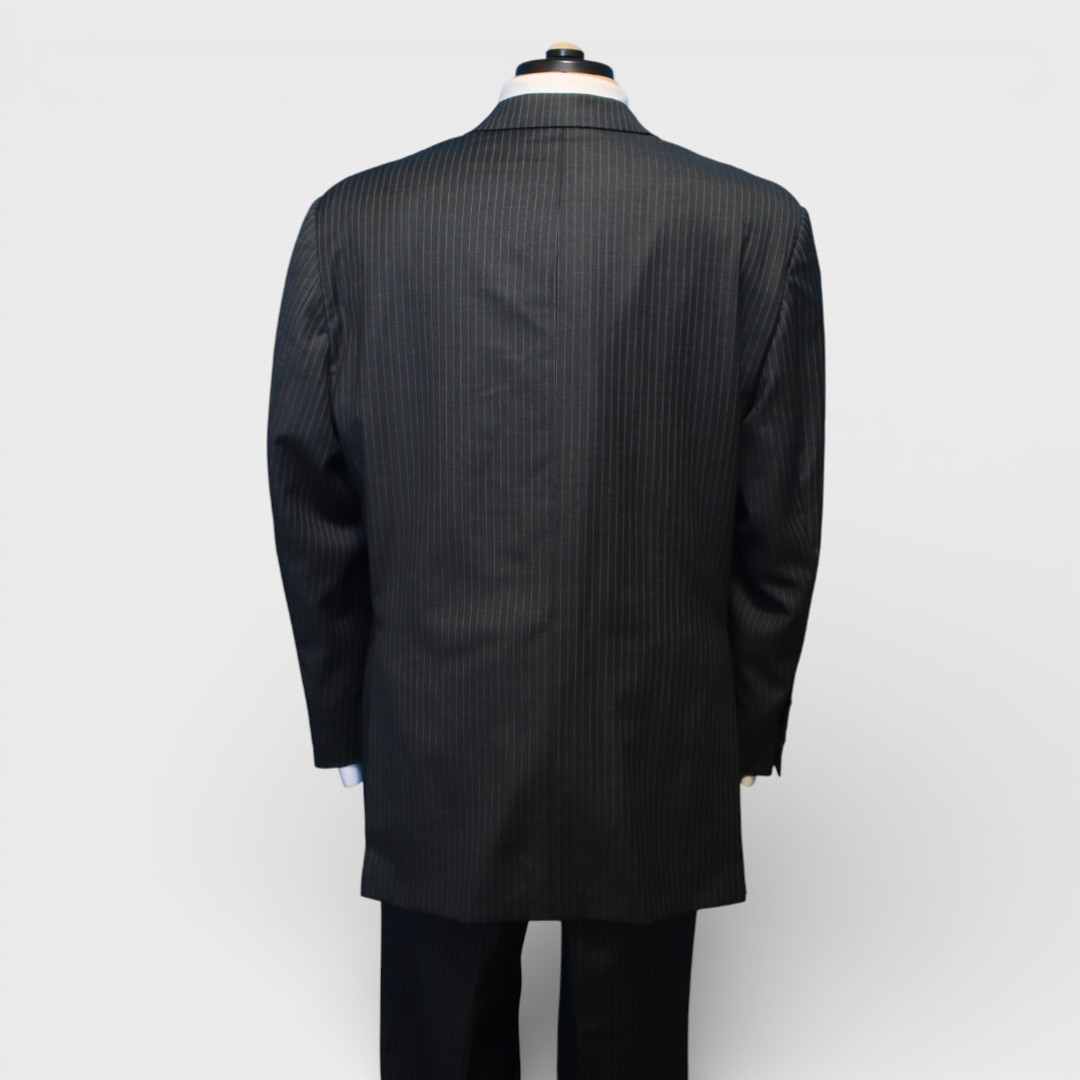 Bespoke Hickey Freeman 2 Piece Suit 46S Gray Pinstripe Surgeon Cuff Dual Vent