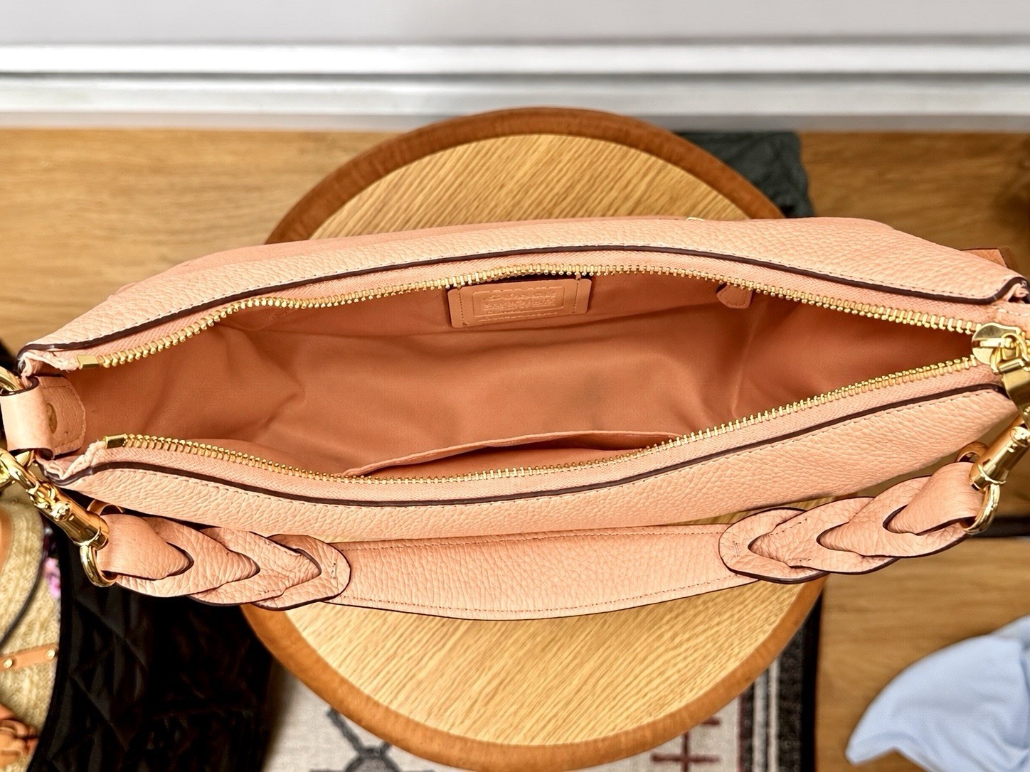 Coach Jules Hobo Bag In Faded Blush, Pebble Leather With Gold Hardware C9190