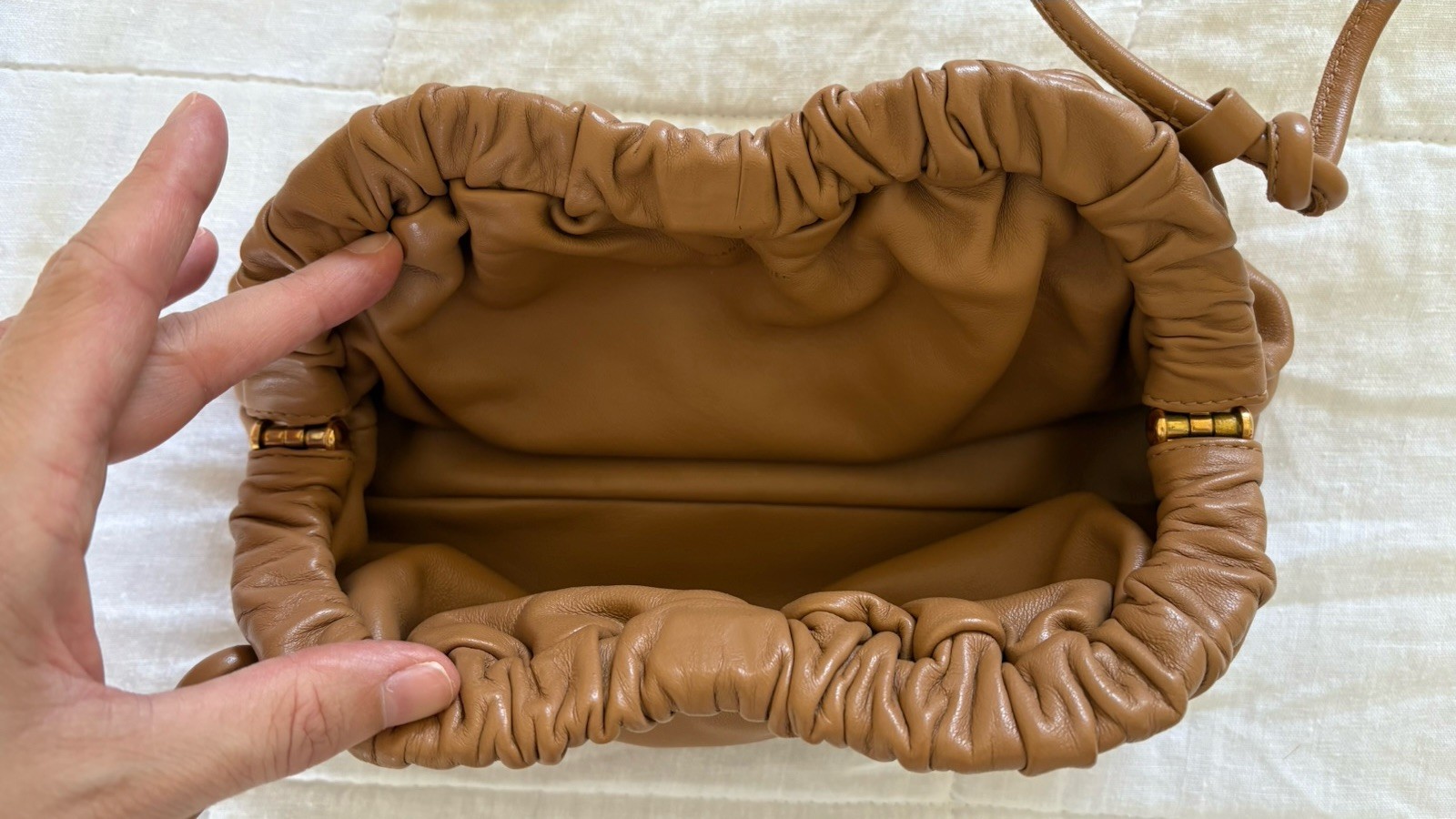 Mansur Gavriel Mini Cloud Clutch Caramel